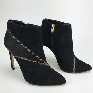 RENVY Darra Black Suede Zipper Ankle Bootie 7.5